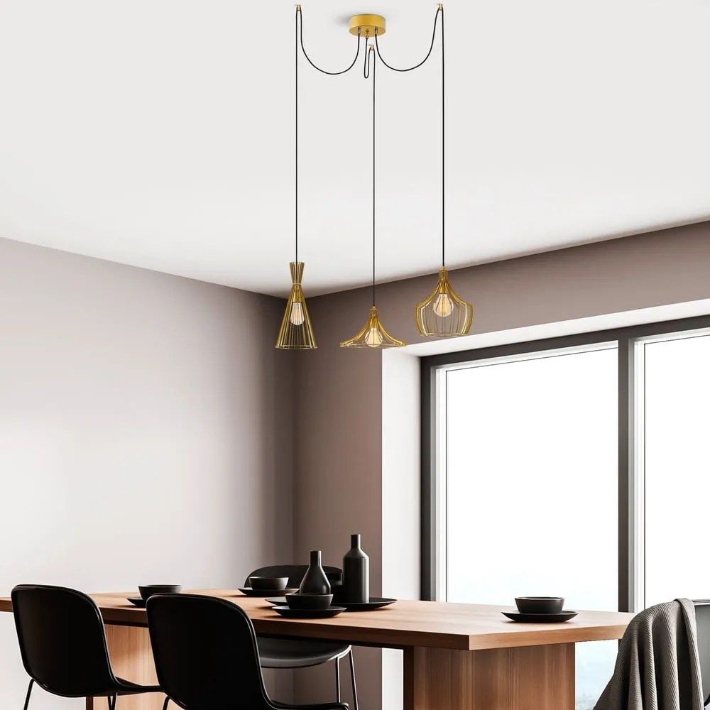 Lampa wisząca w kolorze złota z metalowym kloszem Mezopotamya – Opviq lights