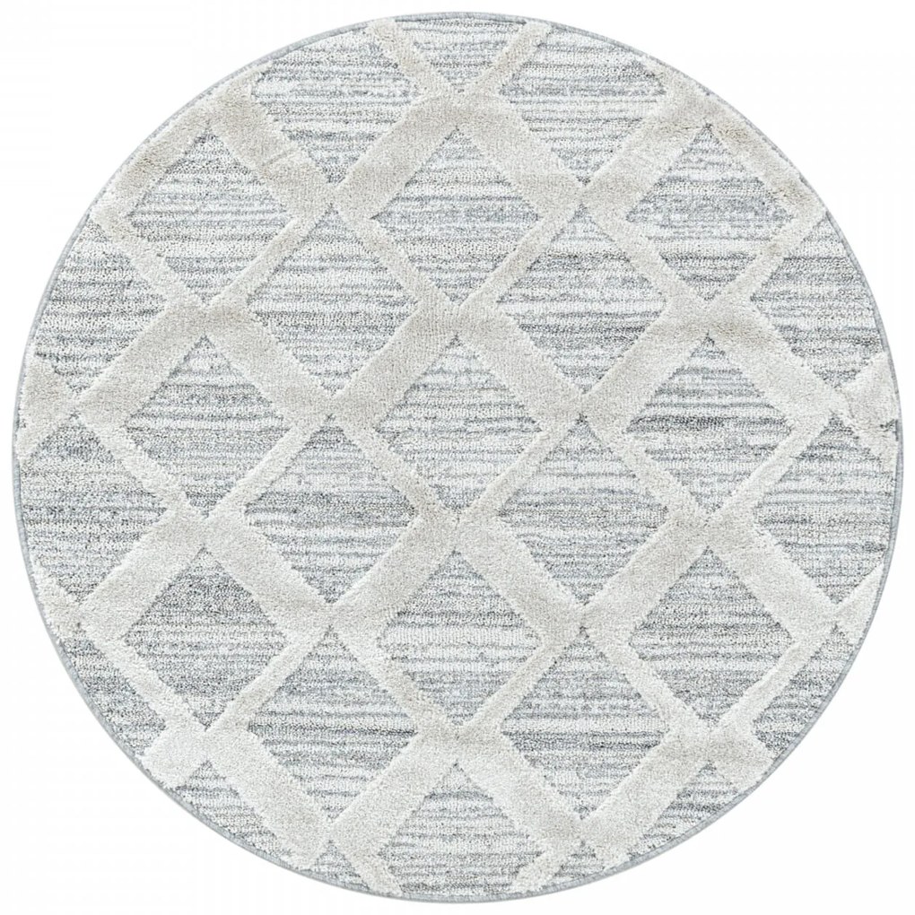 Dywan nowoczesny Pisa 3D Romby szaro-kremowy 120 cm x 120 cm koło