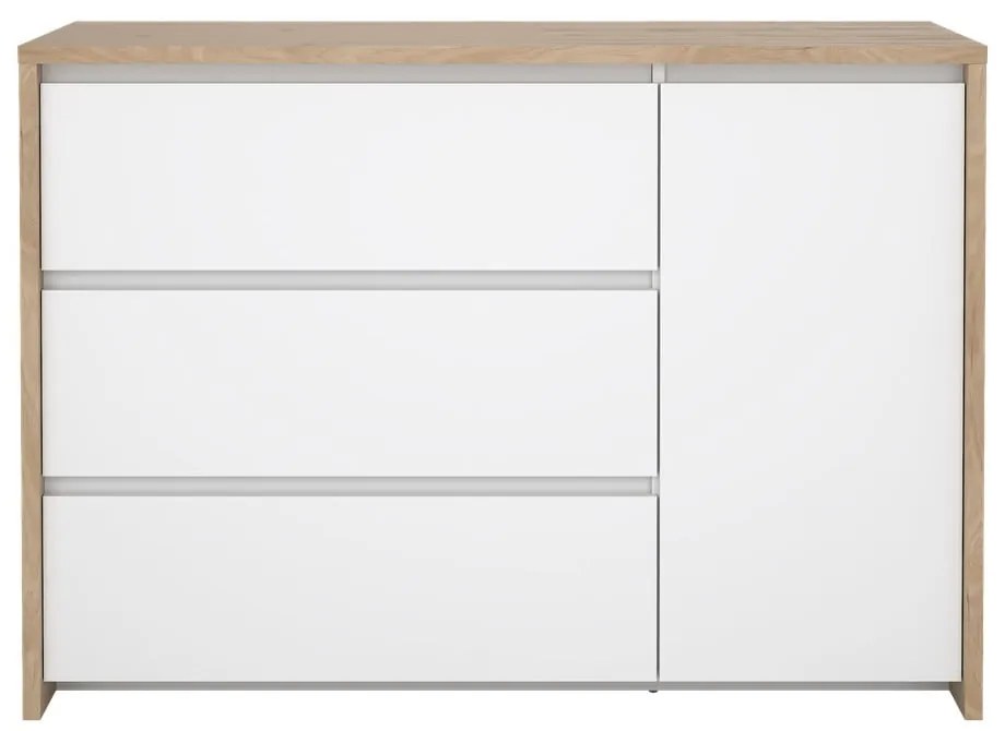 Biało-naturalna komoda w dekorze dębu 119x84x48 cm Next – Tvilum