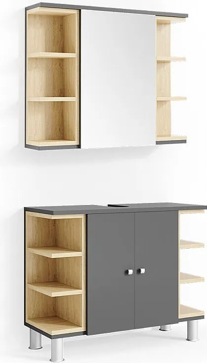 Zestaw mebli łazienkowych antracyt 79.6x32x64 aquis