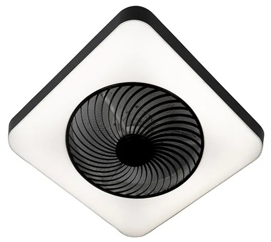 Sufitowy wentylator kwadratowy czarny z wbudowanym ściemnianym LED - ClimoDesignerski Oswietlenie wewnetrzne