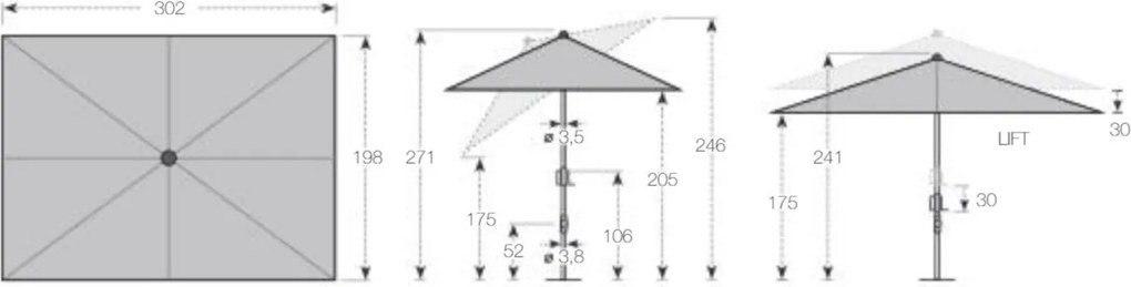 Knirps APOLL ciemnoszary parasol ogrodowy 300 x 200 cm