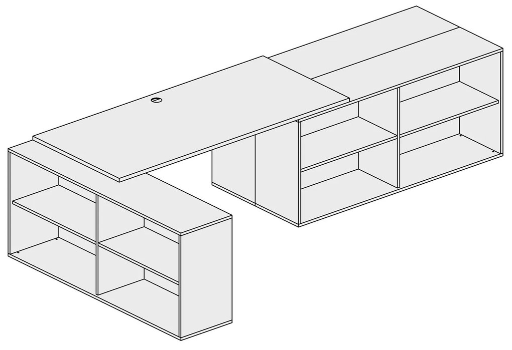 Biurko z przestrzenią do przechowywania BLOCK B02, dąb naturalny/grafit