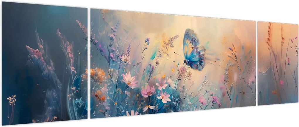 Obraz - Łąka z motylem (170x50 cm)