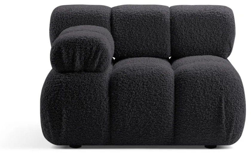 Antracytowy moduł sofy z materiału bouclé (lewostronny) Bellis – Micadoni Home