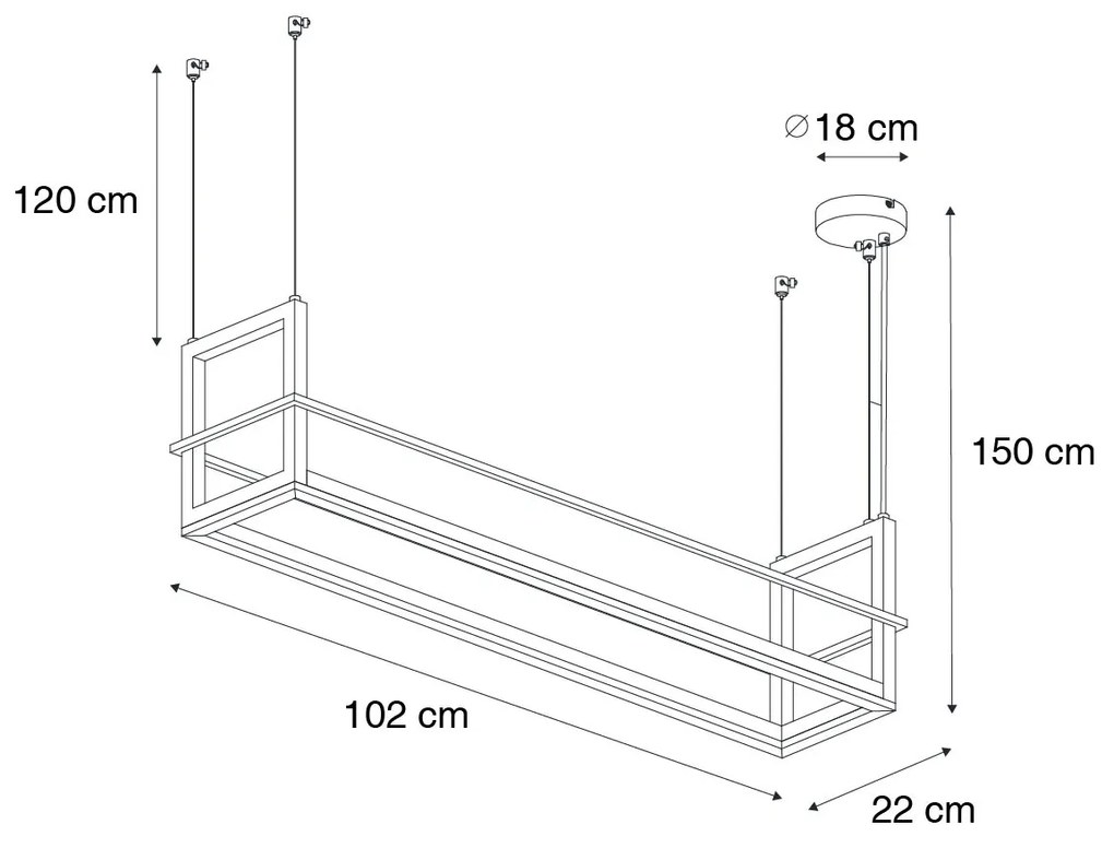 Lampa wisząca czarna z półką w komplecie z diodą LED, 3-stopniowy ściemniacz - Cage RackPrzemysłowy Oswietlenie wewnetrzne