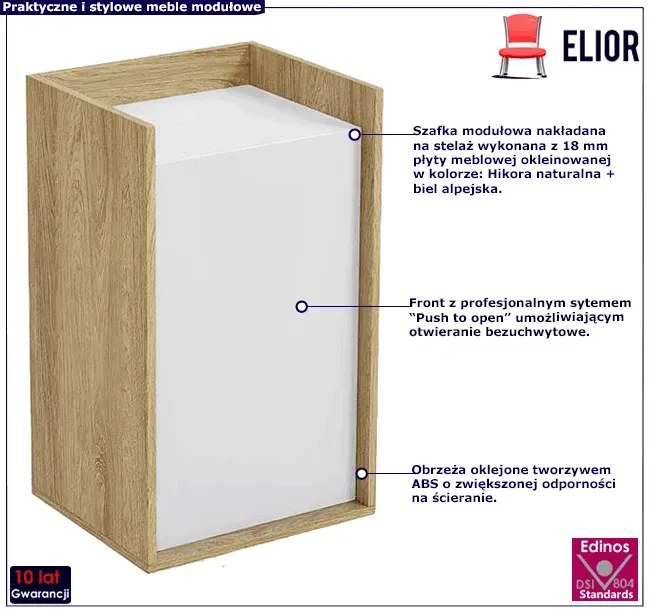 Szafka modułowa 83cm hikora + biel alpejska - Afilia 9X