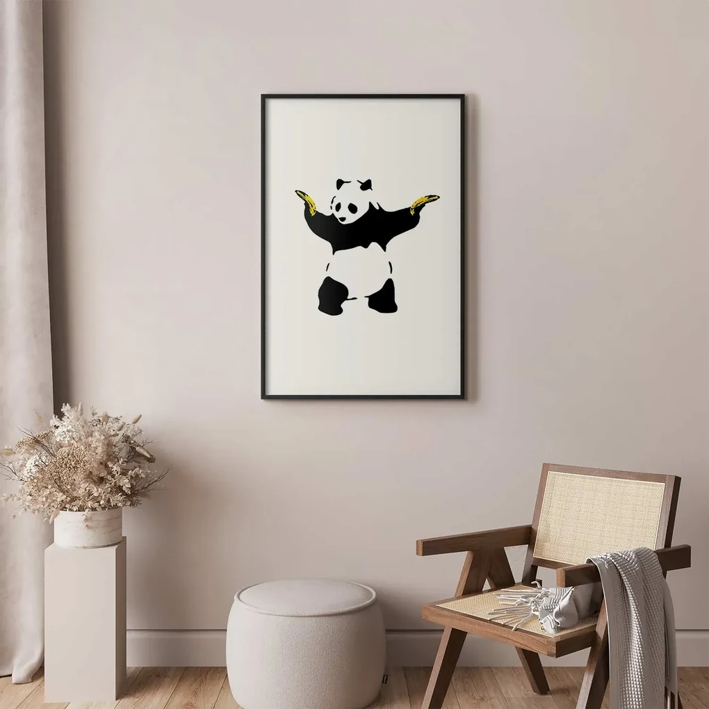 Plakat Panda with Guns 21x30 cm z ramą czarną z marginesem ARTGEIST B