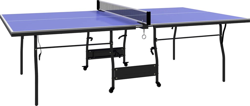 SPORTNOW Składany stół do tenisa stołowego średniej wielkości, w zestawie siatka, 3 piłeczki, blat 12 mm | Aosom PL