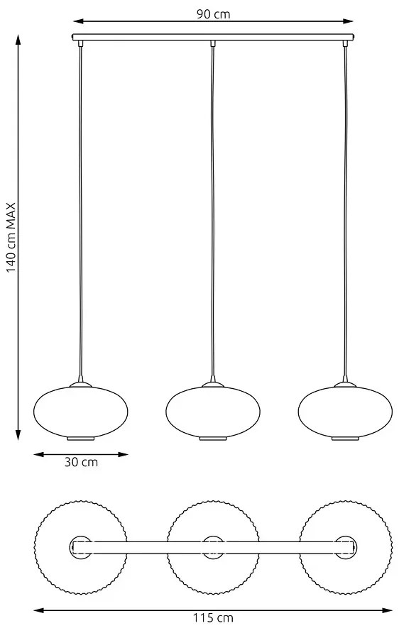 Lampa wisząca ze szklanymi kloszami - D173 Jorkis 21X