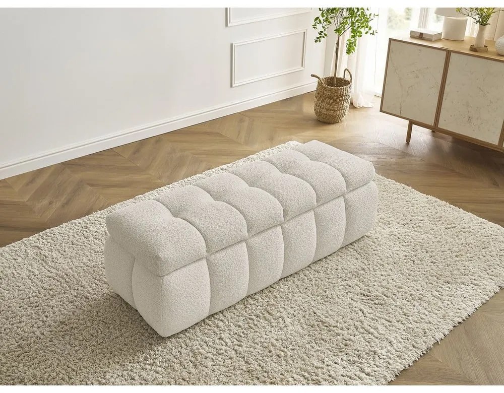 Beżowa ławka z materiału bouclé Mont Blanc – Bobochic Paris