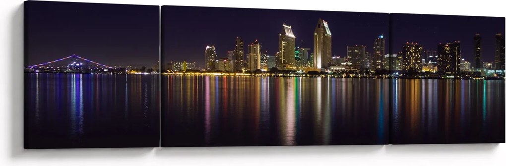 Obraz miasta nocą (170x50 cm)