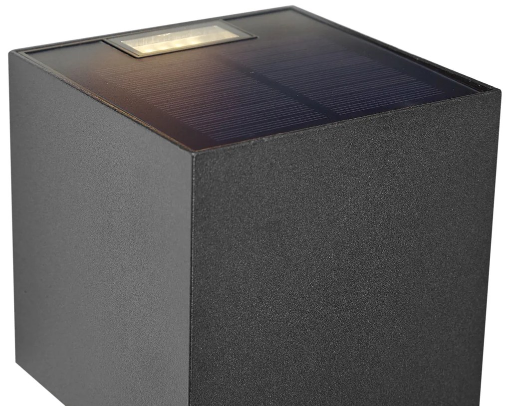 Kinkiet zewnętrzny czarny z 2-punktowym LED, IP65, ściemnialny i solarny - Charlene