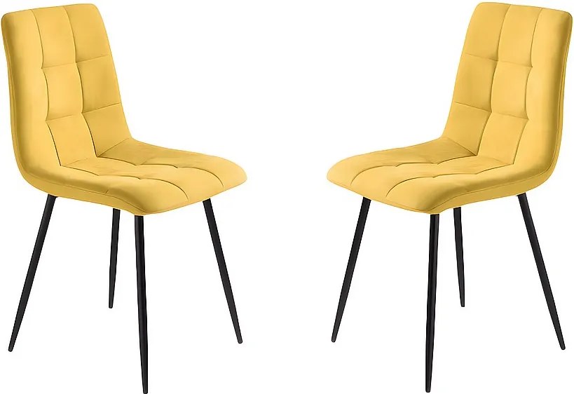 Komplet 4 żółtych nowoczesnych krzeseł do jadalni w tkaninie "Milly" z siedziskiem tapicerowanym cm 45x53 88h