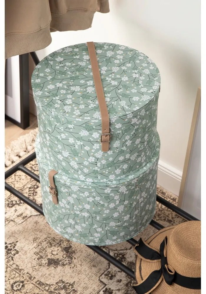 Jasnozielone kartonowe pojemniki zestaw 2 szt. z pokrywką ø 37,5x25,5 cm Rut Paper Laminate – Bigso