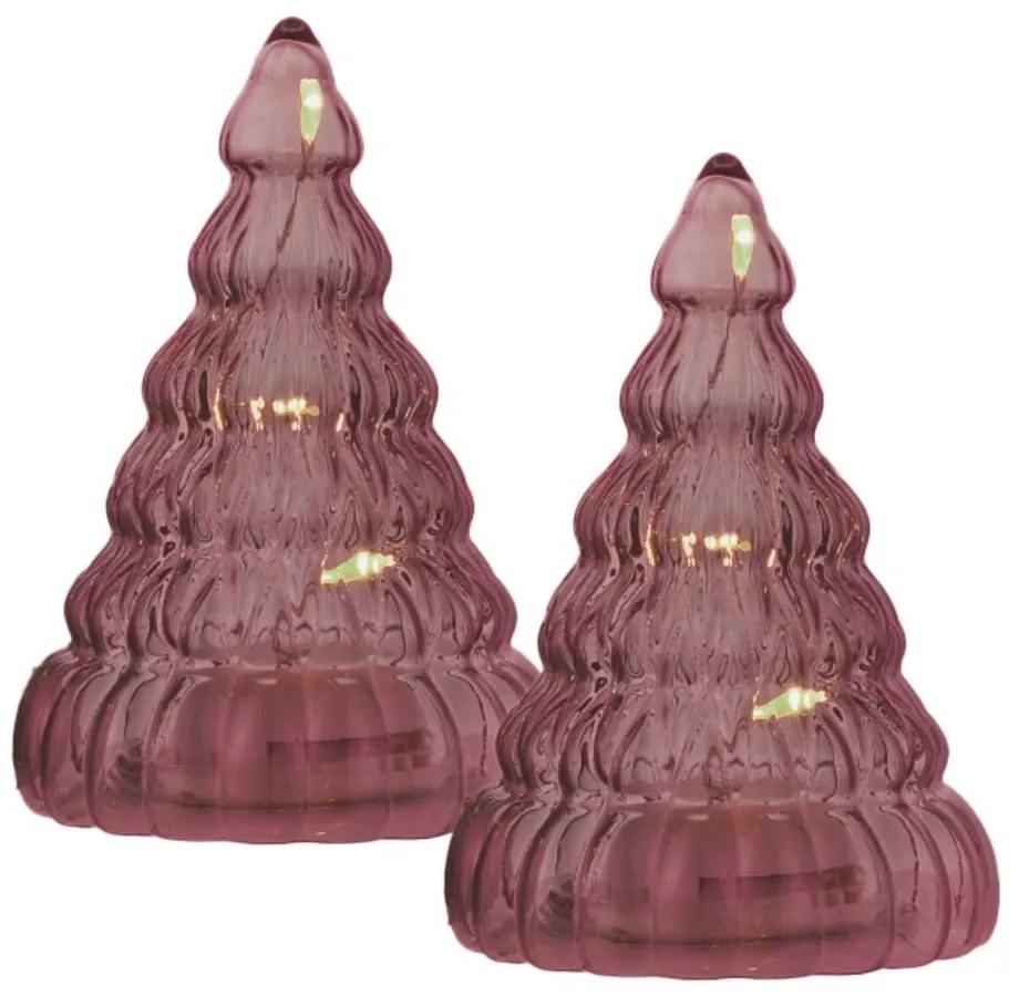 Bordowe dekoracje świetlne zestaw 2 szt. na baterie ø 6,5 cm Lucy – Sirius