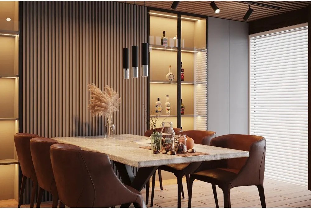 Metalowa lampa wisząca w czarno-srebrnym kolorze ø 8 cm Longbot – Sollux