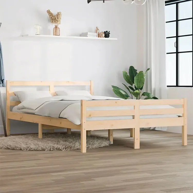 Podwójne łóżko z naturalnej sosny 140x200 - Fenso 5X