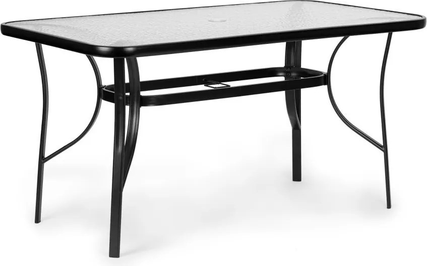 Stół ogrodowy 160x90 cm z otworem na parasol Tulum 094, czarny