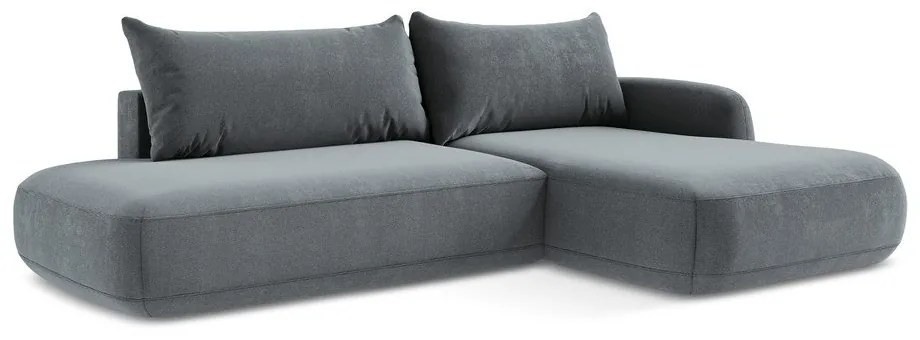 Szaroniebieski rozkładany narożnik (prawostronny/z szezlongiem) Hale – Makamii