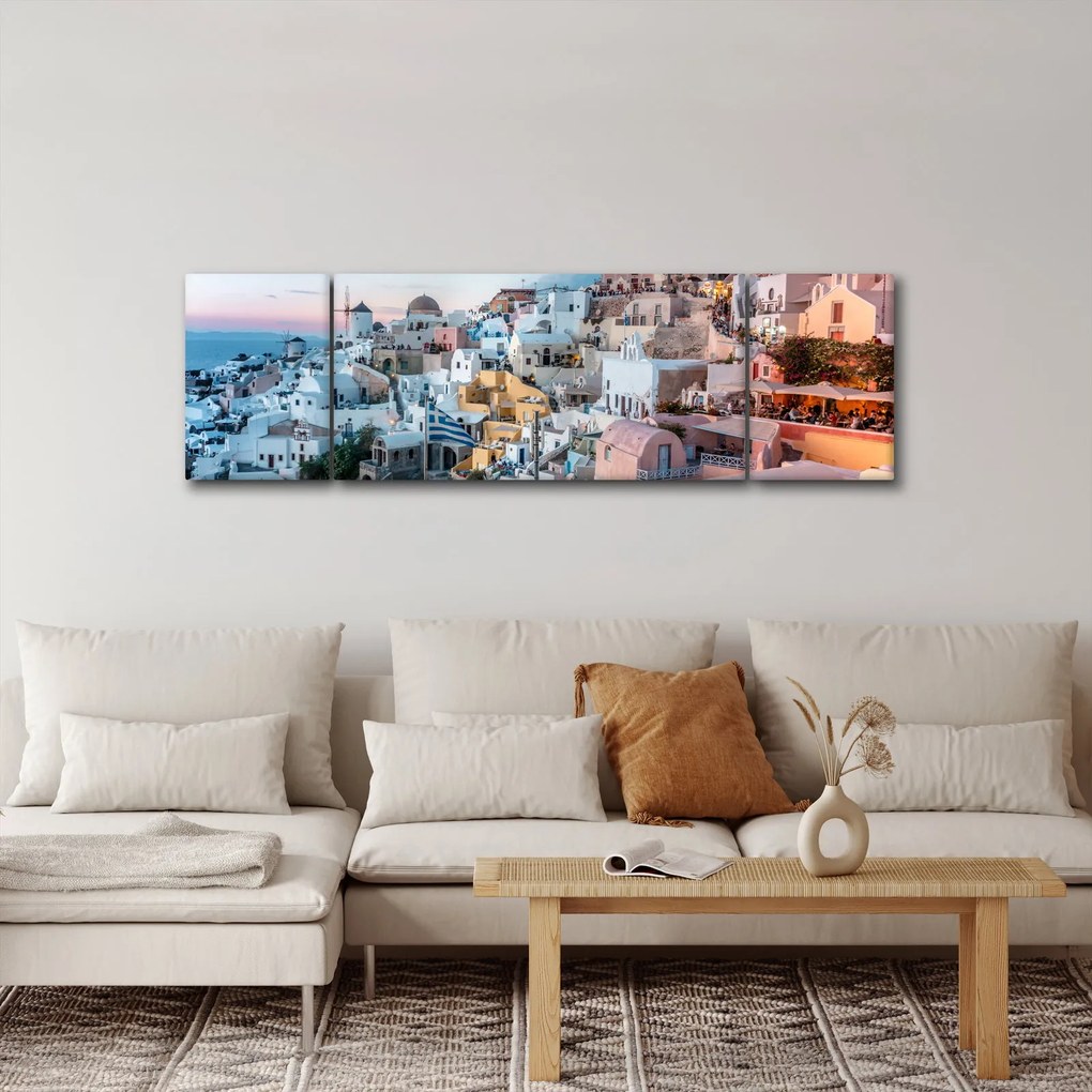 Obraz - Zmierzch na Santorini (170x50 cm)