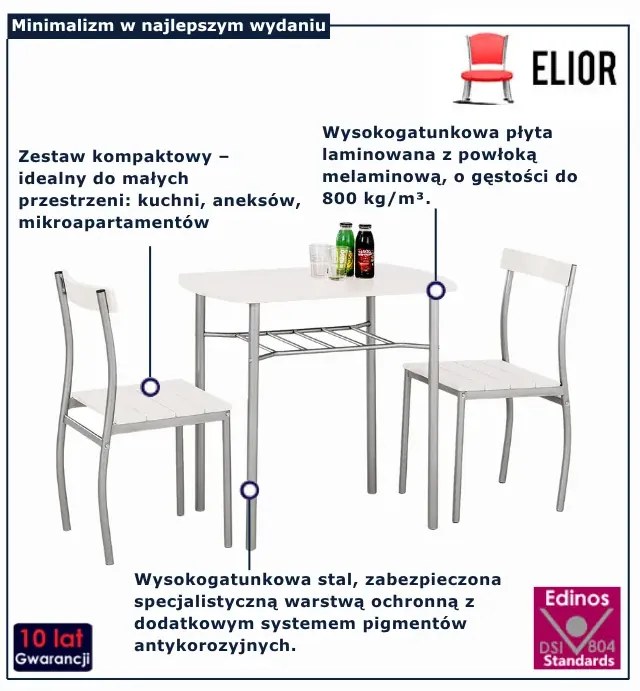 Biały stół z krzesłami Evosa