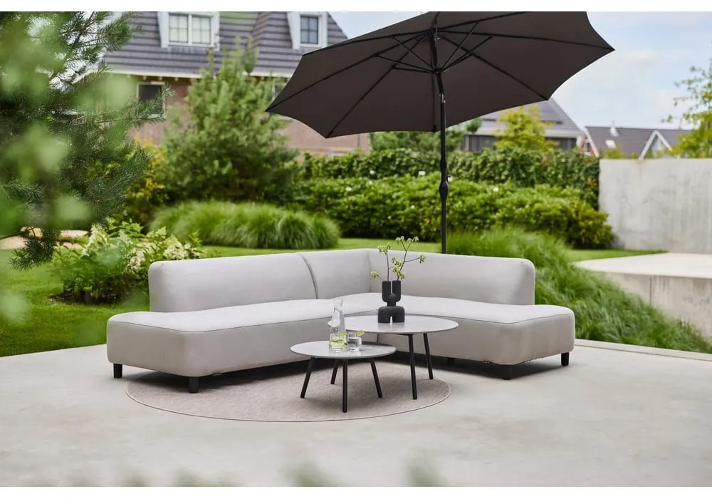 Jasnoszara aluminiowa sofa ogrodowa (prawostronna) Monaco – Hartman