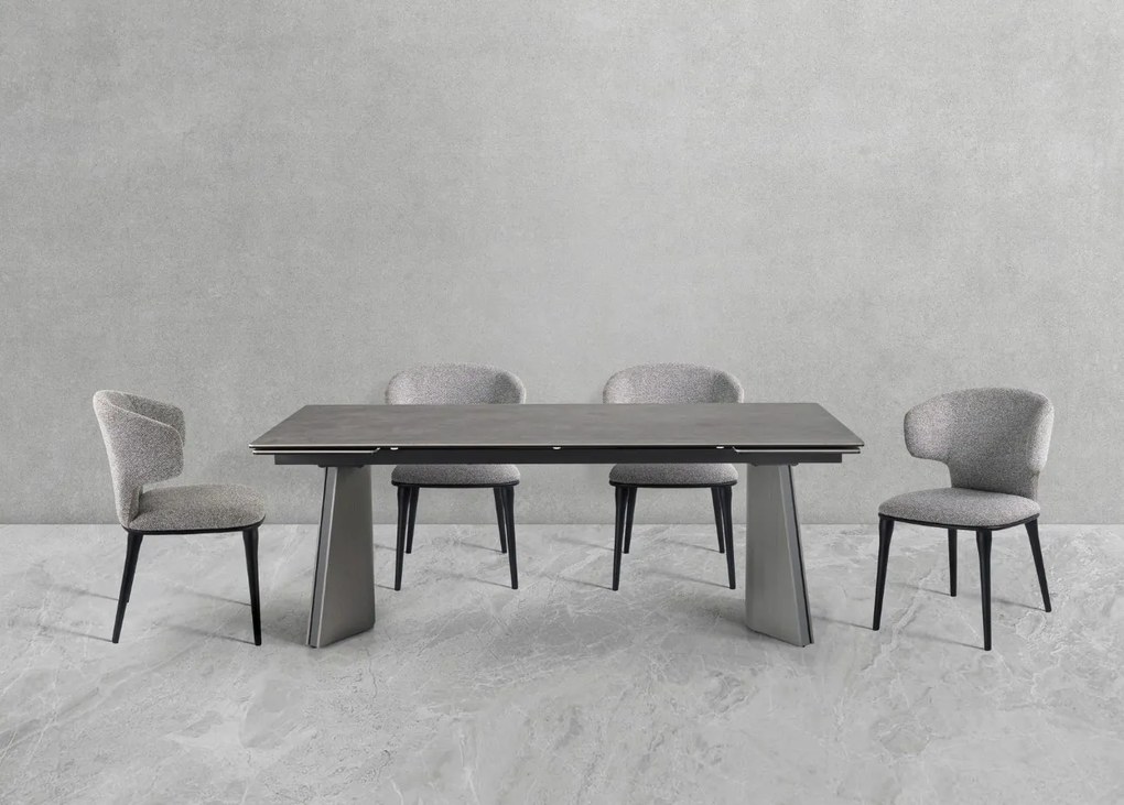 Nowoczesny stół rozkładany Nexus 200(280)×90 cm zachwyca eleganckim białym blatem z masy ceramicznej i solidną podstawą ze stali szczotkowanej. Styl, trwałość i funkcjonalność w jednym – idealny do jadalni i salonu.