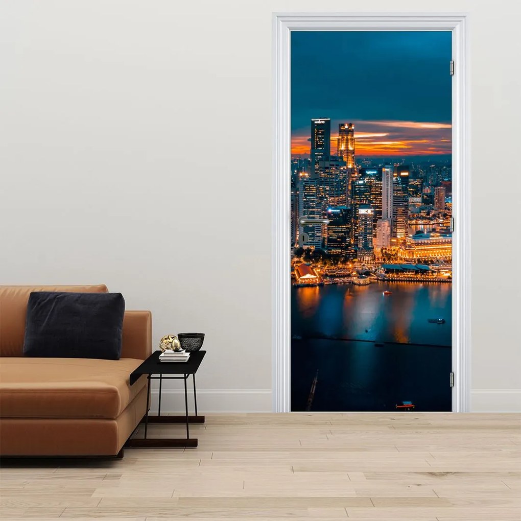 Fototapeta na drzwi - Miasto nocą (95x205cm)