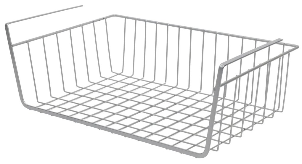 Koszyk podwieszany na owoce, metalowy, jasnoszary, 40 x 25,5 x 14,3 cm