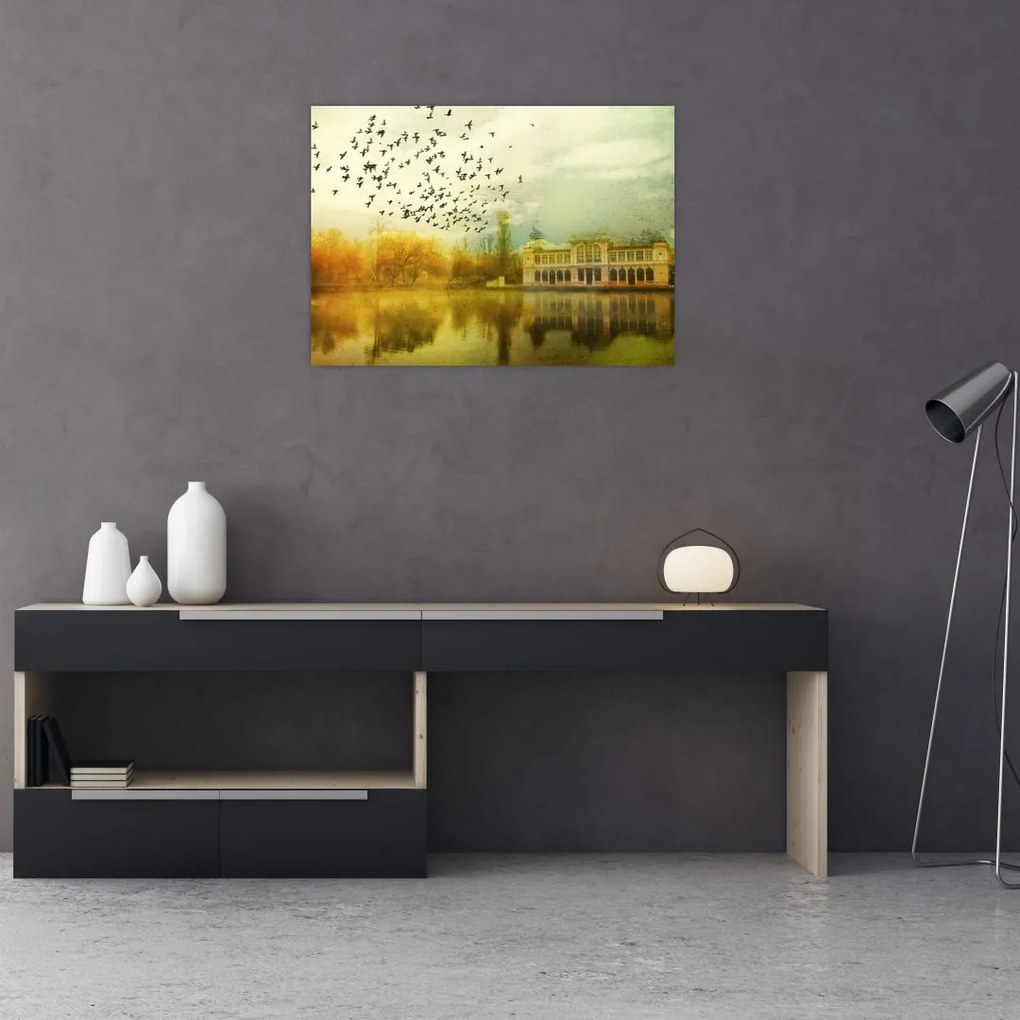 Obraz namalowanego krajobrazu z rezydencją (70x50 cm)