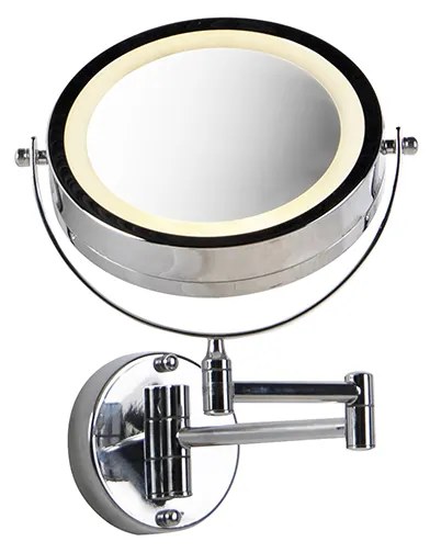 Designerskie lustro ścienne chrom z wbudowanym LED z możliwością ściemniania do ciepłego, regulowanego IP44 - Vicino Nowoczesny Oswietlenie wewnetrzne