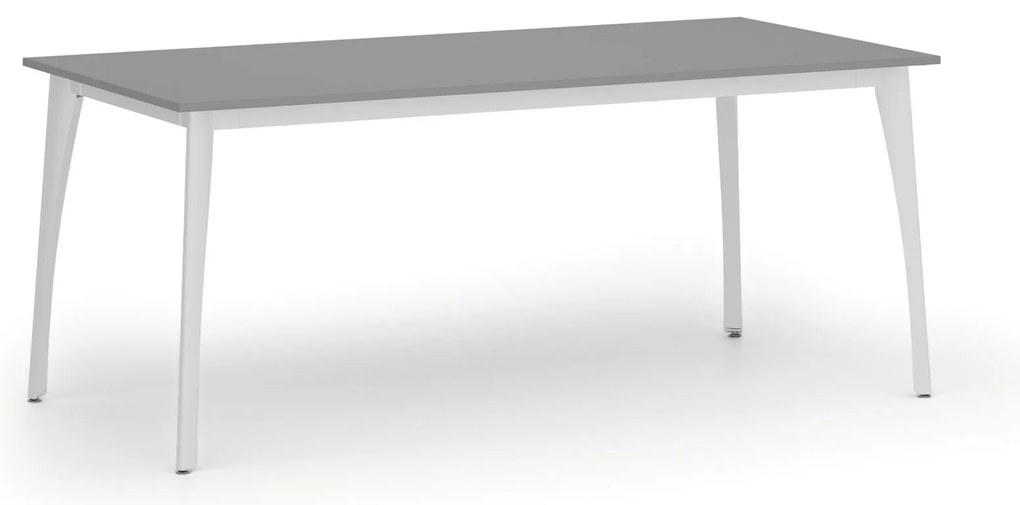 Stół konferencyjny do biura PRIMO OMEGA, 180x90 cm, biała podstawa, grafit