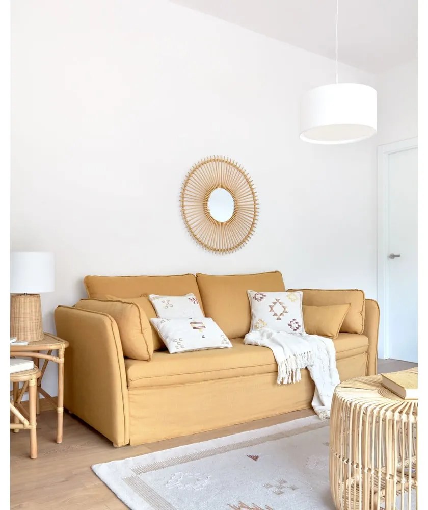 Musztardowa rozkładana sofa 210 cm Tanit – Kave Home