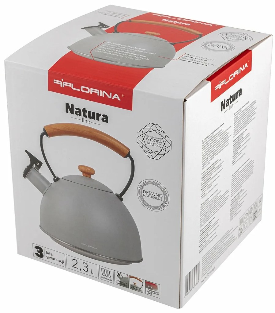 Czajnik ze stali nierdzewnej Florina Natura Line2,3 l, szary