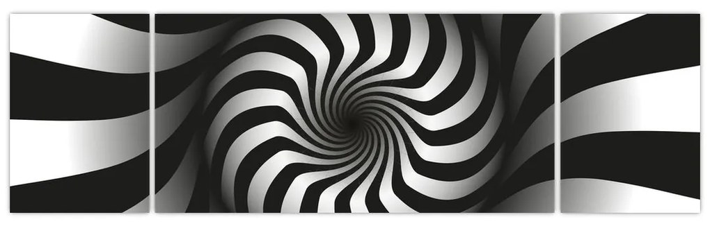 Abstrakcyjny obraz czarno - białej spirali (170x50 cm)