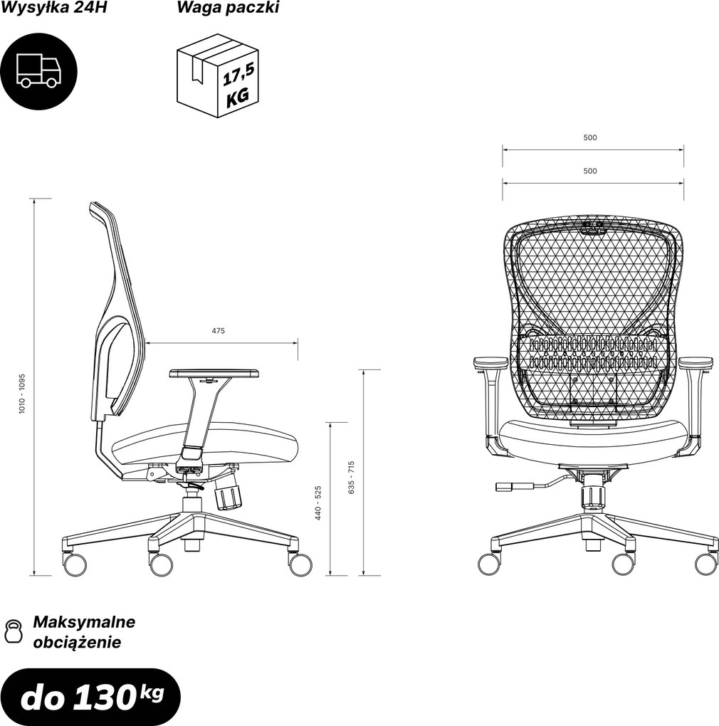 Fotel biurowy obrotowy czarny: ORBIT