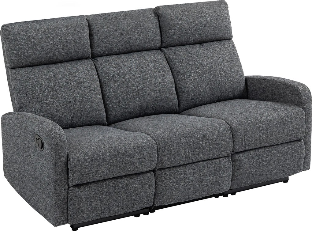 HOMCOM Fotel 3-osobowy, indywidualnie regulowane oparcia, podnóżek, materiał obiciowy, stal, Szary