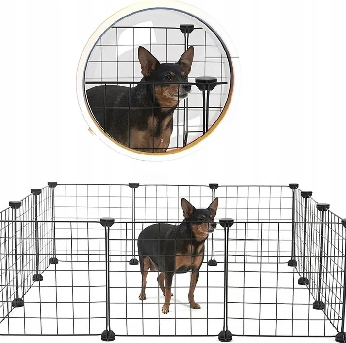 Czarny kojec zagroda metalowa dla psa kota szczeniaka królika 108 cm