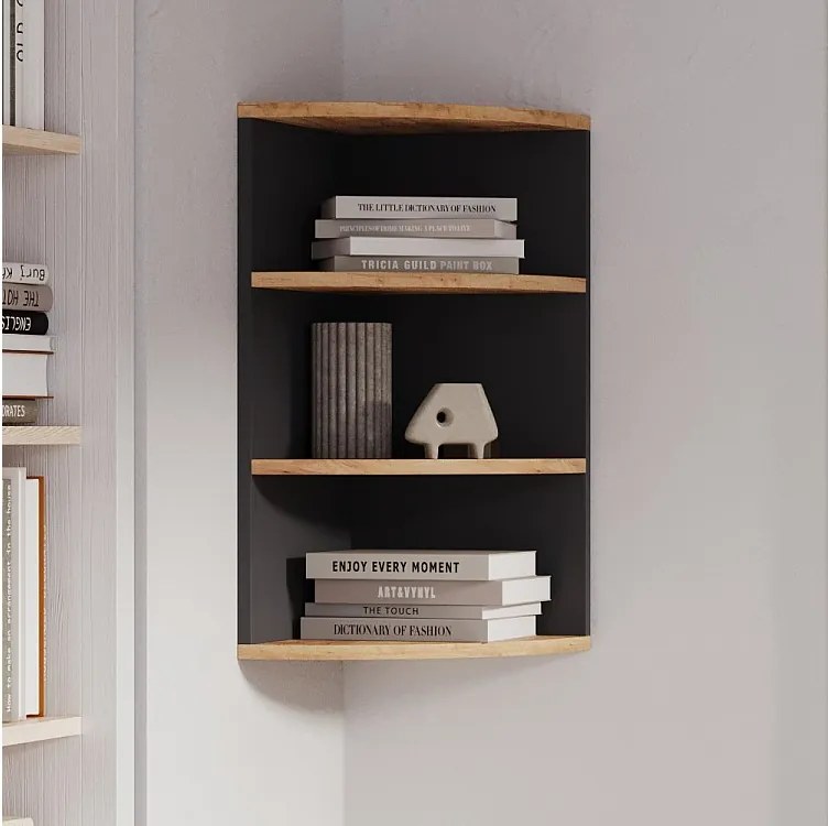 Półka narożna antracyt/złoty dąb 30x30x60 ecki