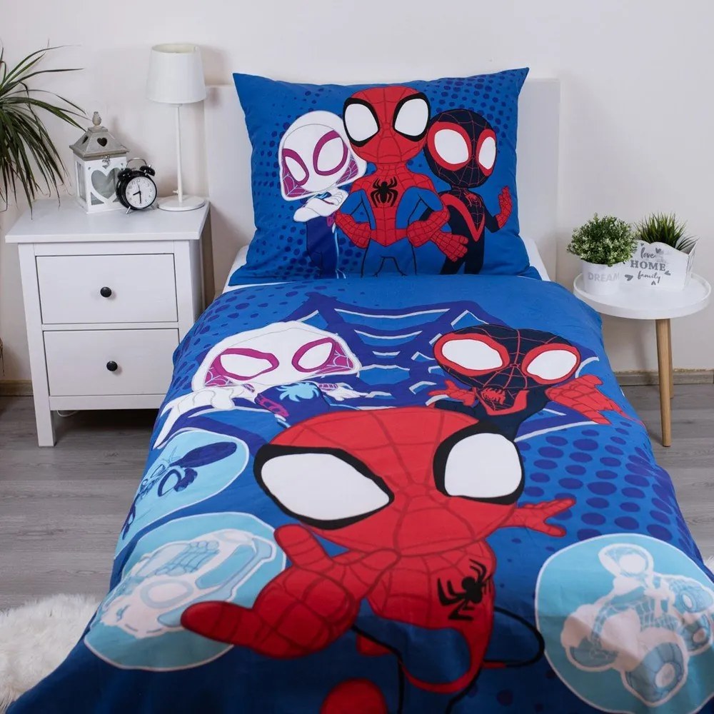 Niebieska bawełniana pościel dziecięca jednoosobowa 140x200 cm Spidey – Jerry Fabrics