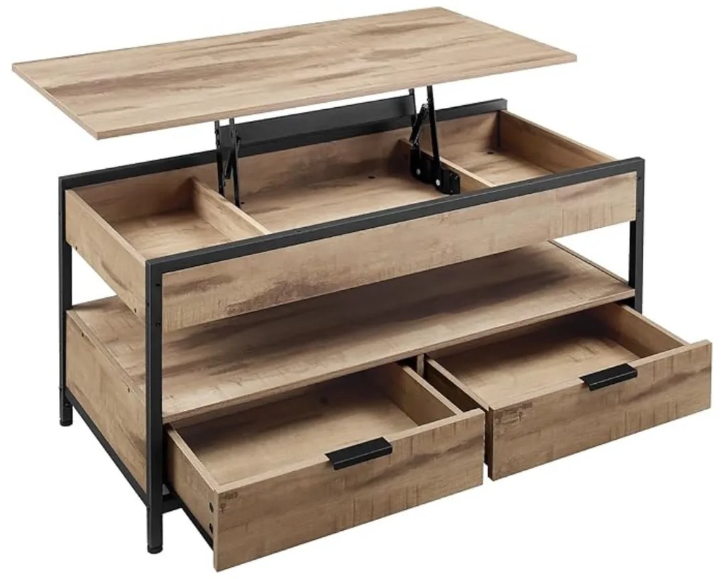 Regulowany stół konferencyjny GASPAR, 50x100x(48-63)cm, camel brąz/czarna Vasagle