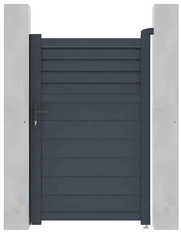 Skrzydłowa, aluminiowa furtka z żaluzją Dł.103 x Wys.166 cm antracytowa VIAZO