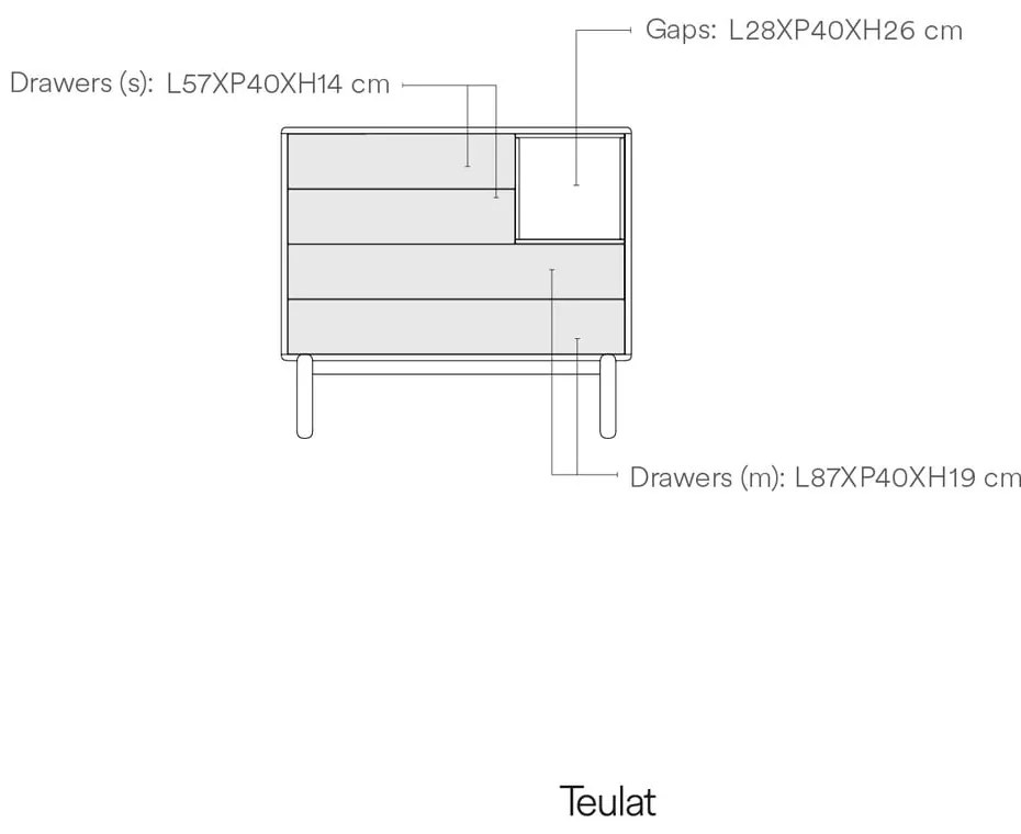 Ciemnoszara niska komoda 90x90 cm Corvo – Teulat
