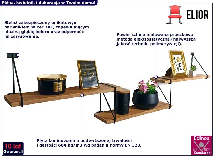 Industrialna potrójna półka ścienna Algero 2X