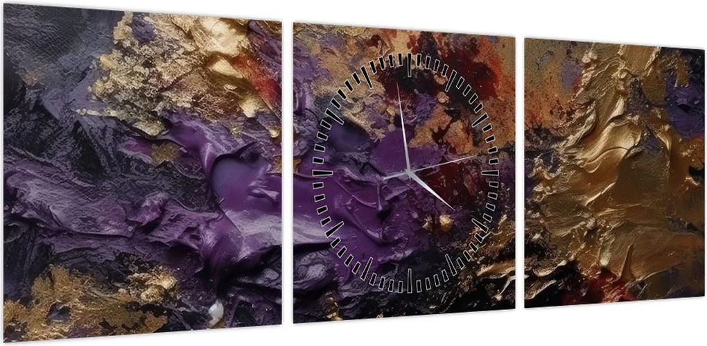Obraz - Teksturowana abstrakcja (z zegarem) (90x30 cm)