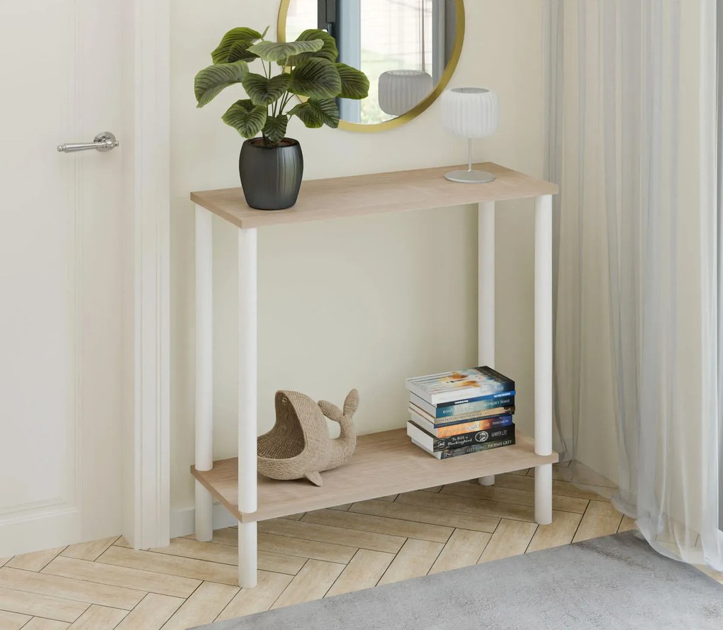 Konsola na metalowym stelażu dąb sonoma + biały  Z2-P87