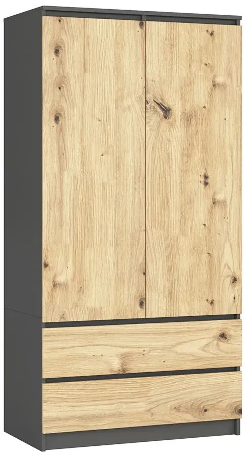 Dwudrzwiowa szafa szary + dąb artisan F4-D18