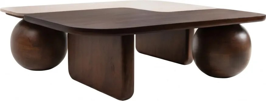 Zestaw 2 stolików do salonu Osaka 100, marmur/drewno mango