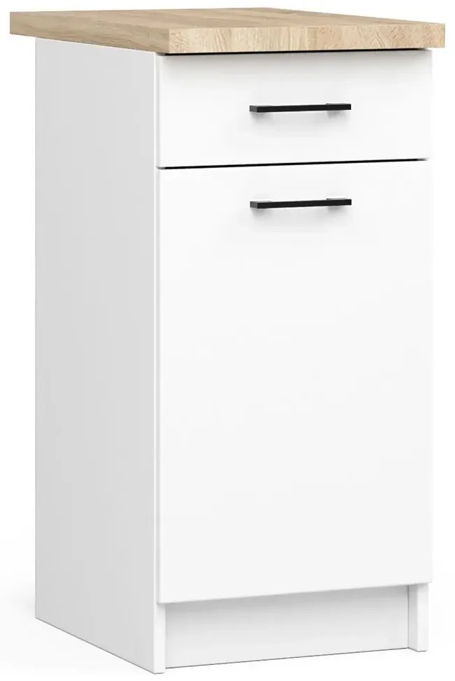 9-częściowy komplet narożnych mebli kuchennych biały + beton R2-N60